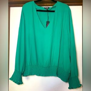 NWT Glitzy Girlz Boutique Green Dress Blouse/Shirt, Plus Size